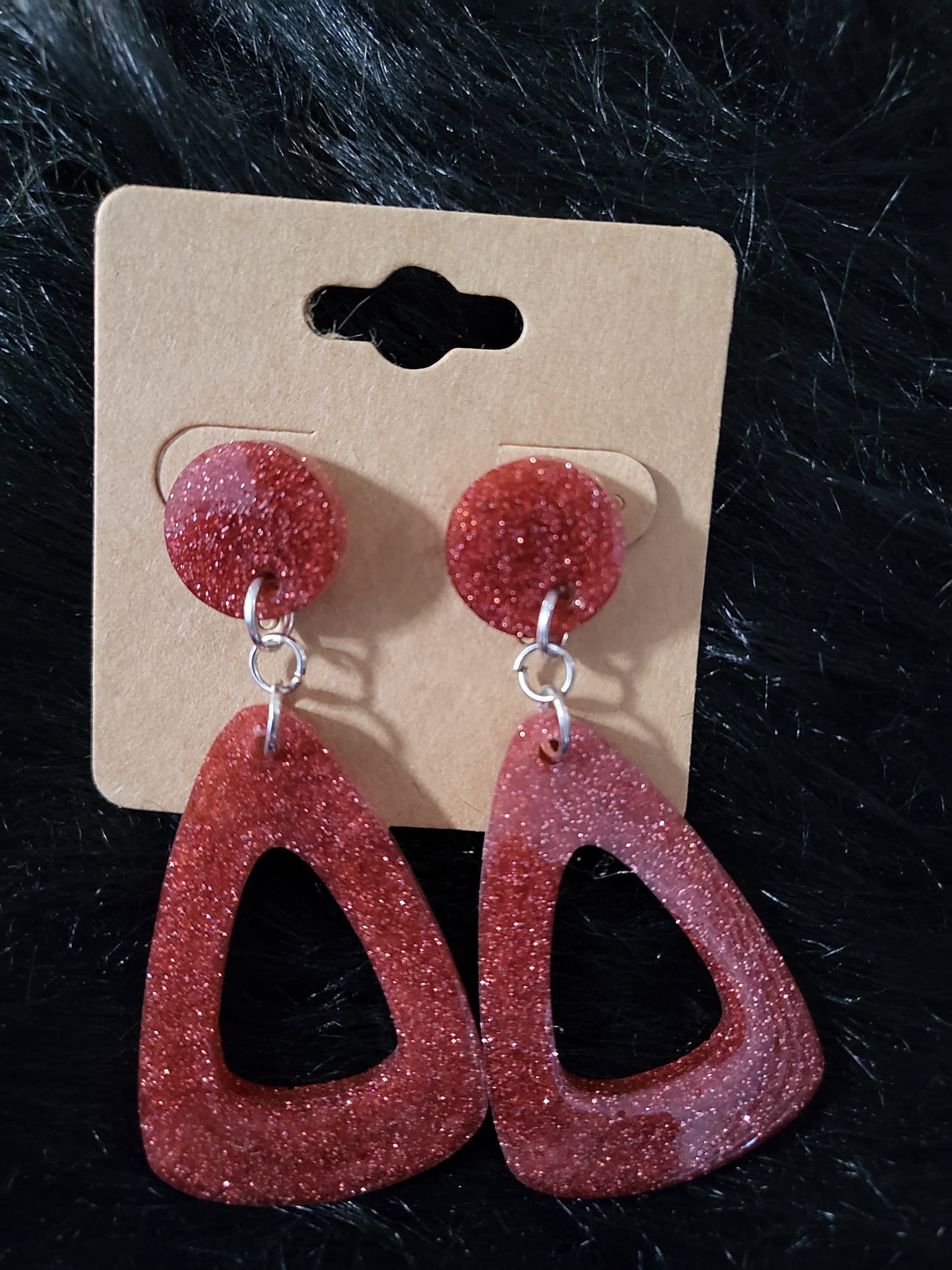 Traingular Drop Earrings - Red