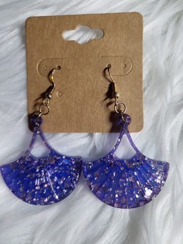 Fan Earrings - Blue