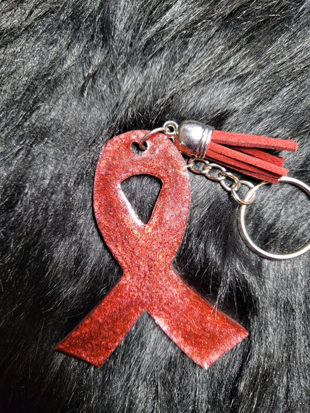 Heart Disease Awareness Ribbon Keychain