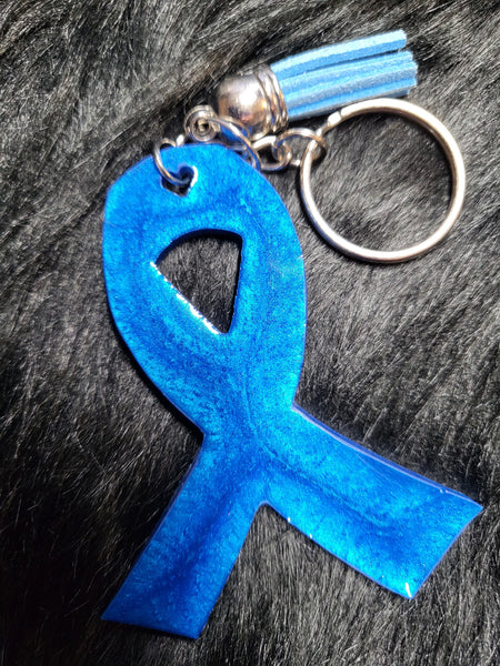 Stop Child Abuse Awareness Ribbon Keychain