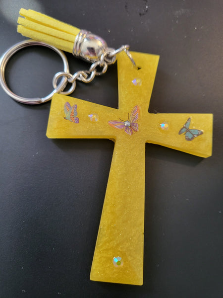 Yellow Cross Keychain