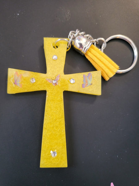 Yellow Cross Keychain