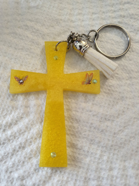 Yellow Cross Keychain