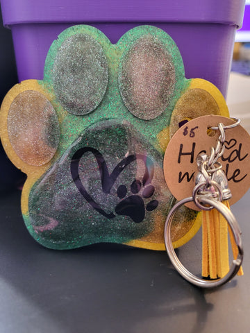 Paw Keychain Green/yellow