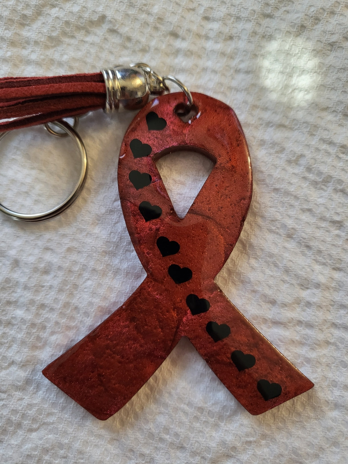 Heart Disease Awareness Ribbon Keychain