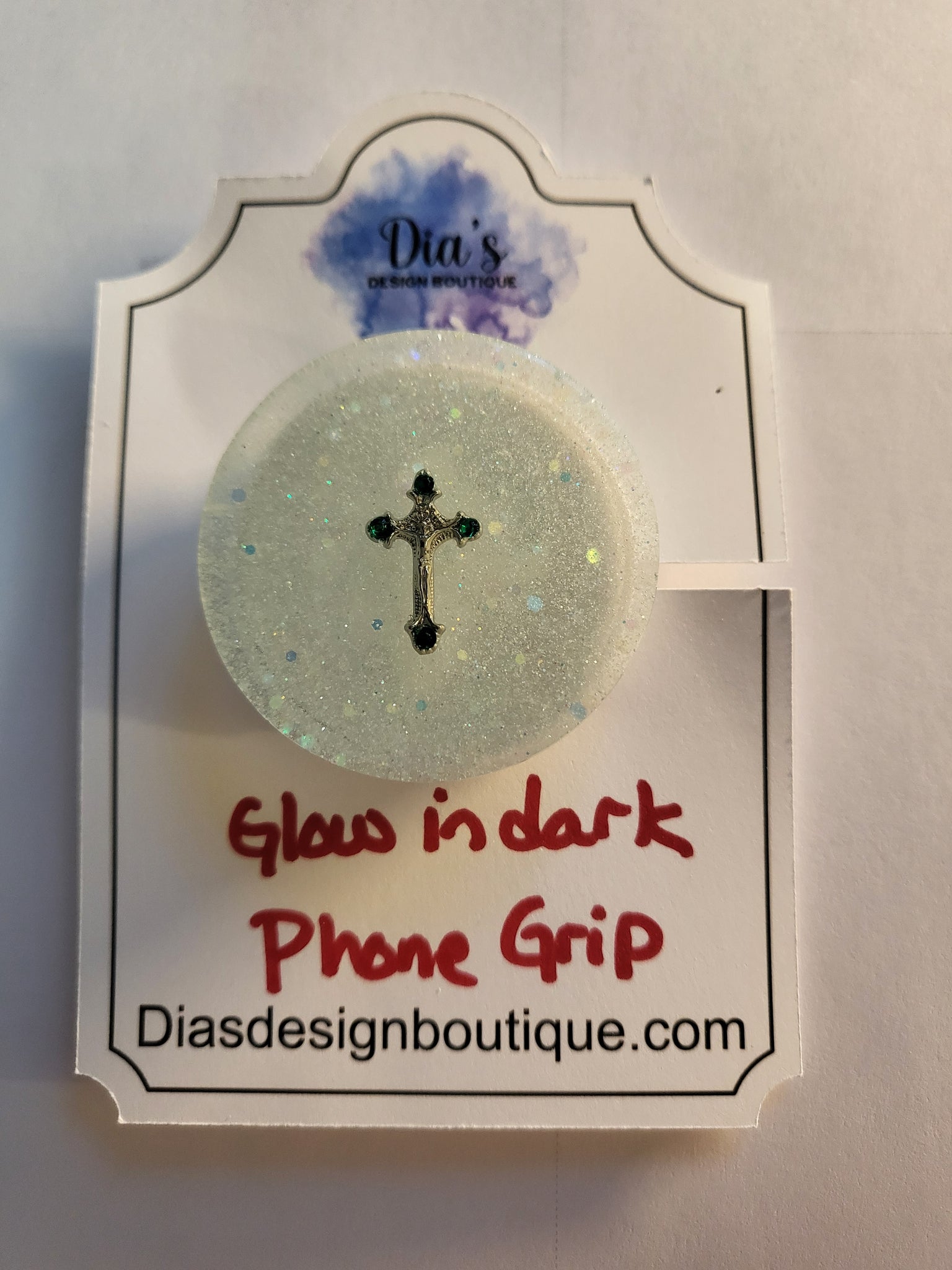 Phone grip - cross glow in dark