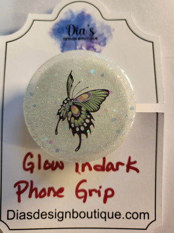 Phone grip - glow in dark butterfly