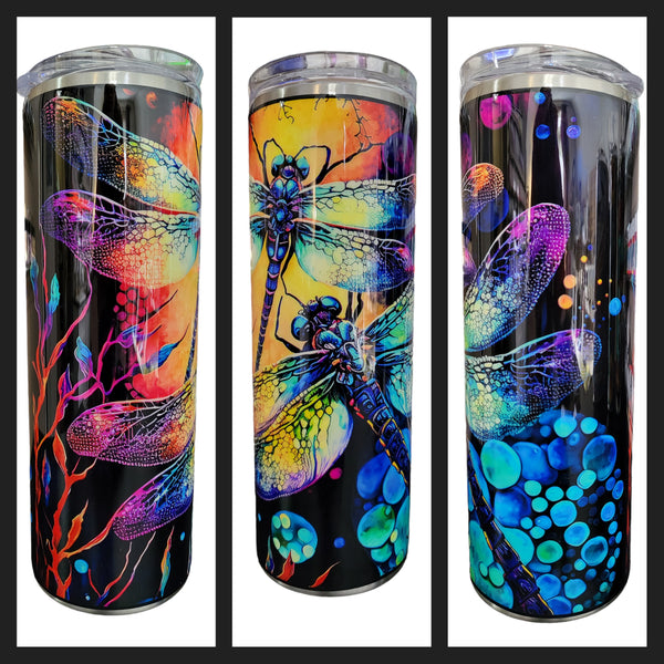 20oz Neon Dragonfly Tumbler